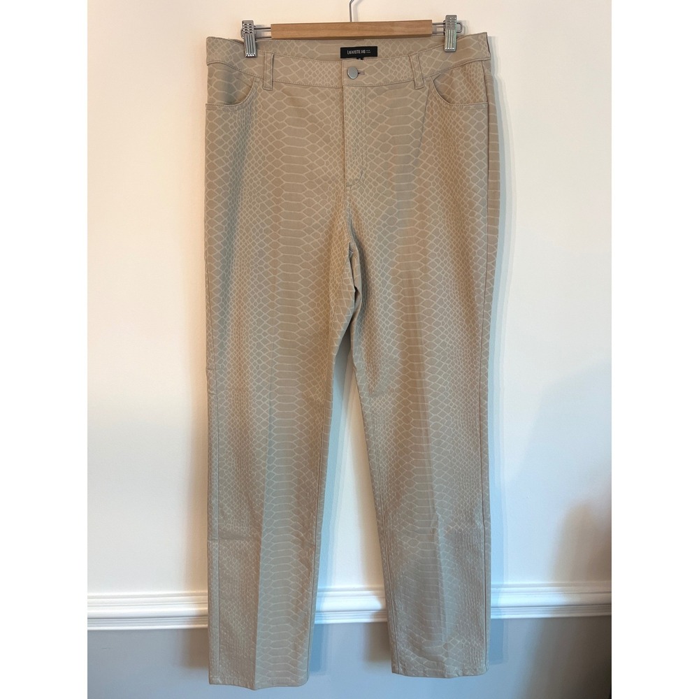 Lafayette 148 New York Beige 5 Pocket Pant Reptile Print Straight Tapered Leg 16